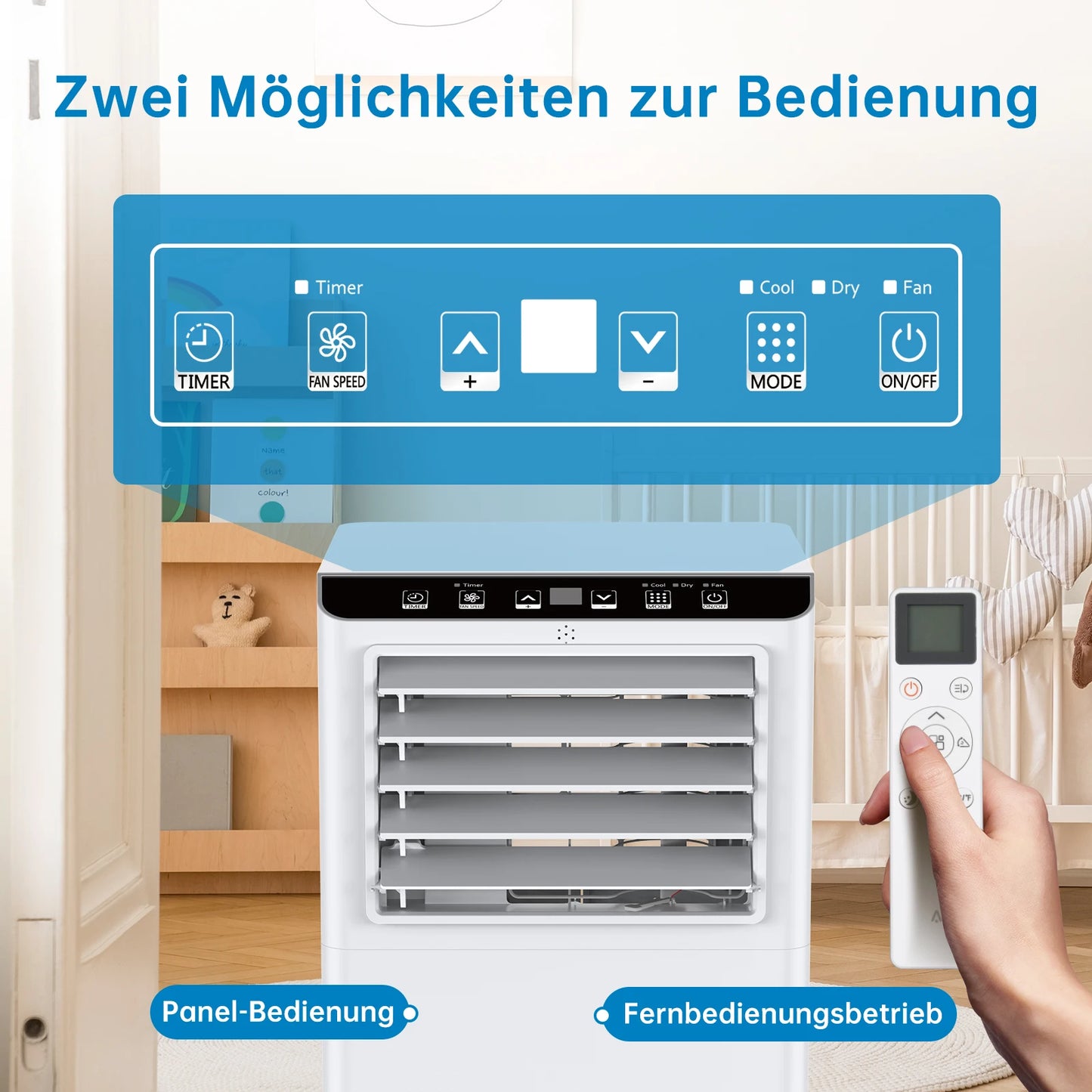 Mobiele Airco – Draagbare Airconditioner – Verplaatsbare Koeler – Mini Airco – 7000 BTU – 4-in-1 Functie – Geruisloos Met Afstandsbediening