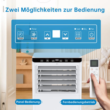 Mobiele Airco – Draagbare Airconditioner – Verplaatsbare Koeler – Mini Airco – 7000 BTU – 4-in-1 Functie – Geruisloos Met Afstandsbediening