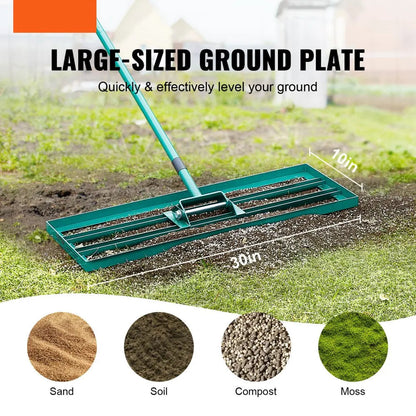 Gazonhark - Bladhark - Hark - Nivelleringshark - Gazon Leveler - Robuuste Bodemplaat - voor Tuin - Golf - Gazon - Achtertuin - Aluminiumlegering - 91.4 x 25.4 x 205 cm - Groen