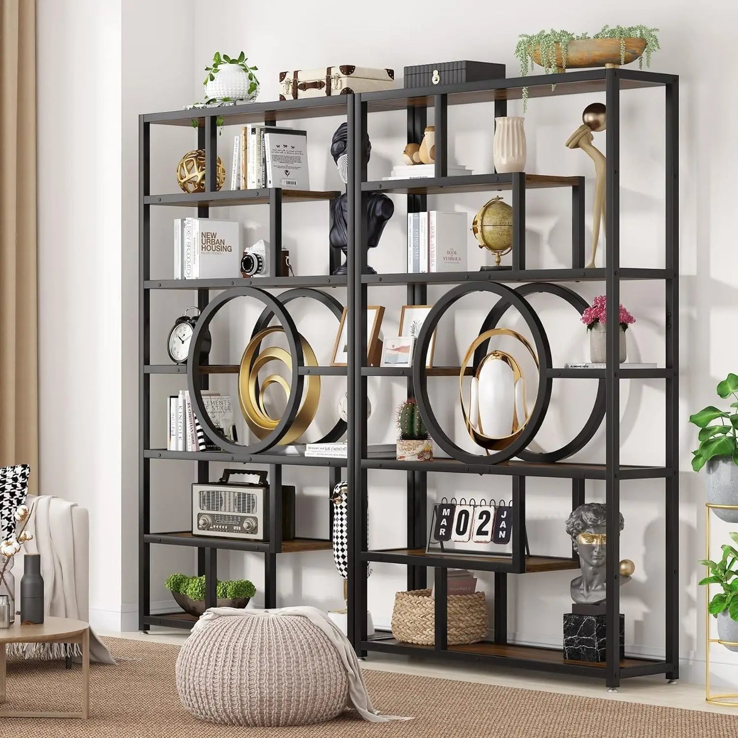Boekenkast – Boekenkast Industriële Stijl – Opbergkast – Woonkamerkast – MDF En Staal - 110 x 30 x 184 cm - Zwart