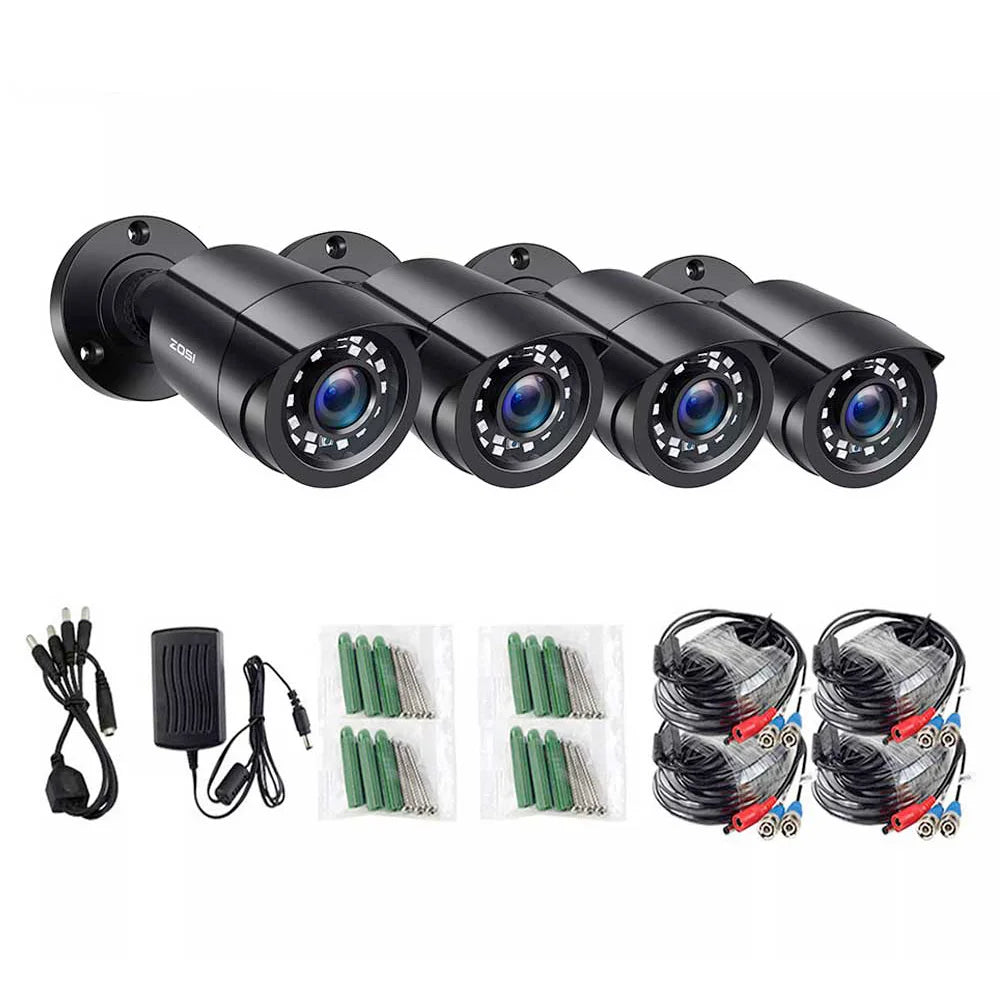 Beveiligingscamera - Draadloze Camera - Camerabewaking - Buiten Camera met Nachtzicht - 1080P Full HD - 4 Stuks Bullet Outdoor & Indoor - IP66 Weerbestendig - Zwart - QUORE