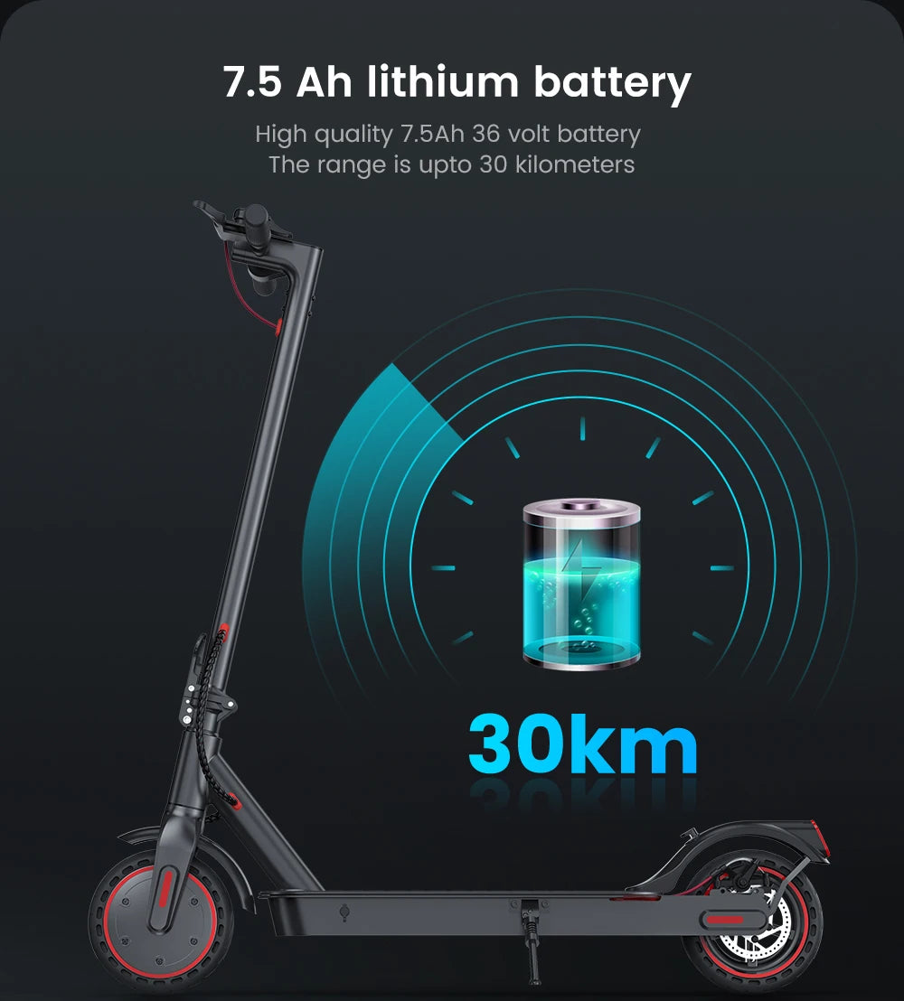 Scooter - Elektrische Step - E-Scooter - Opvouwbare - met Koplampen - Achterlichten - 42V - Oplader - EU-stekker - 8.5 Inch Honingraatband - 7.8Ah - 350W - 30km/h - 115 x 108 cm - Zwart