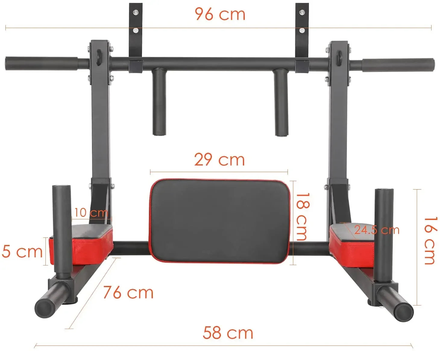 Optrekstang - Pull up bar - Pull up station - Pull up Tower - 300kg - Stevige Wandgemonteerde Optrekstang – Ideaal voor Thuisfitness en Krachttraining - QUORE