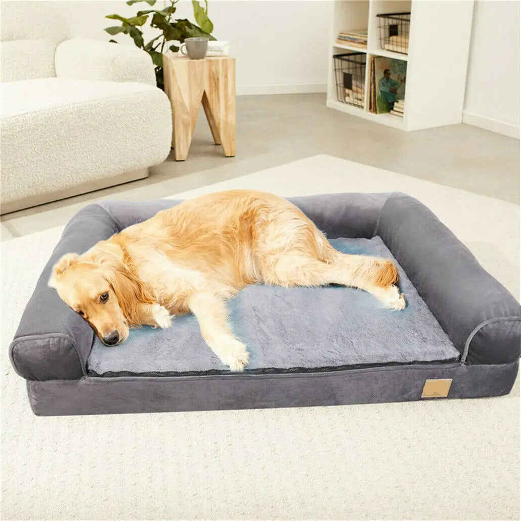 Hondenbed - Orthopedisch Hondenbed – Comfortabel & Stevig – Wasbare Hoes – Waterdicht & Anti-Slip – Ideaal voor Honden en Katten - Groot - 100 x 75 x 19 cm - Grijs