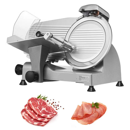 Vleessnijmachine - Vleessnijder - Snijmachine - Broodsnijmachine - Elektrische - 10 Inch Roestvrijstalen Mes - Allessnijder - Ingebouwde Slijpsteen – Instelbare Snijdikte 0-15 mm – Perfect voor Deli en Thuisgebruik