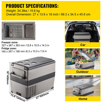 Mini Koelkast – Auto Koelkast – Draagbare Koelbox – Camping Koelkast – 45 Liter Inhoud – 12V/24V En 110-240V – Snel Koelen