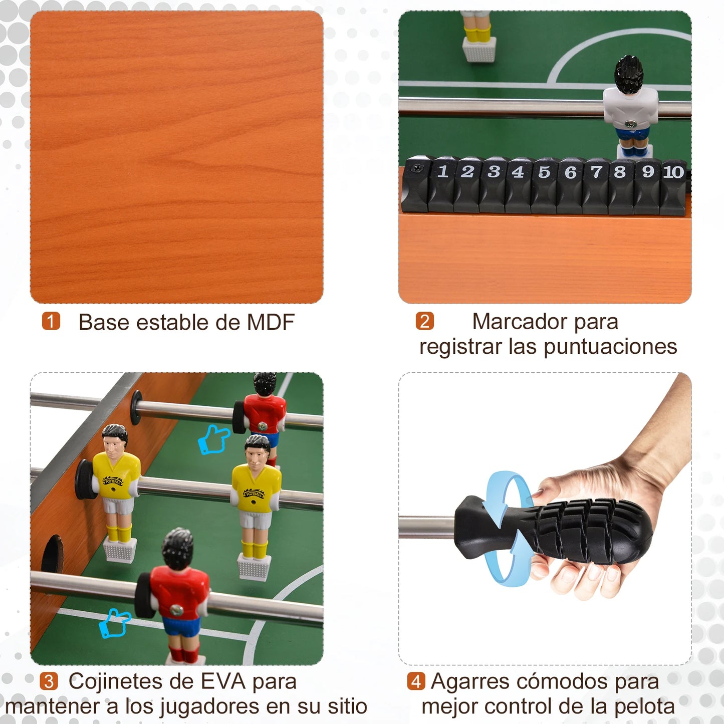 Tafelvoetbaltafel – Voetbalspel – Jeu de Football – Kickertafel – Spelletje – Natuurlijk Hout – Compact Formaat 122x61x80,7 cm – Duurzaam MDF & Roestvrijstalen Stangen
