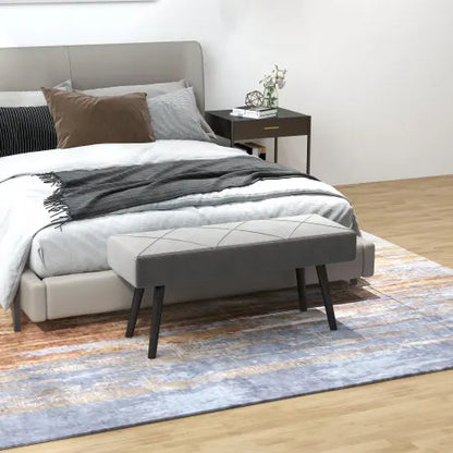 Slaapkamerbank - Voetenbank - Bank - Kruk - 100 cm x 36 cm x 45 cm - Grijs