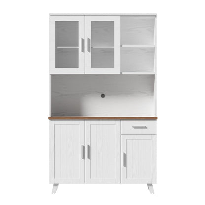 Dressoir – Hoge Kast – Opbergkast – Woonkamermeubel – Buffetkast – Spaanplaat – Glazen Deuren