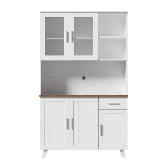 Dressoir – Hoge Kast – Opbergkast – Woonkamermeubel – Buffetkast – Spaanplaat – Glazen Deuren