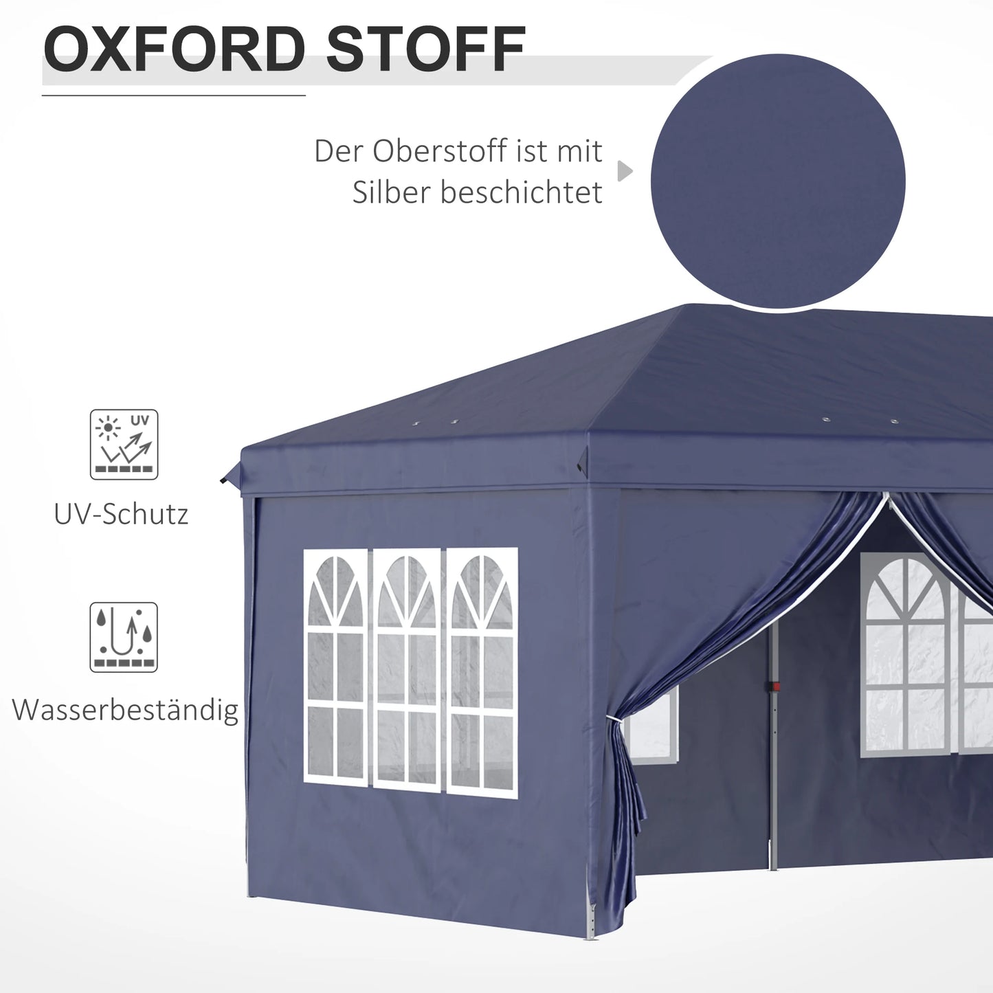 Tuinpaviljoen – Terraspaviljoen – Partytent – Opvouwbaar Paviljoen – Marktkraam – Stalen Frame – Waterbestendig Doek - Blauw