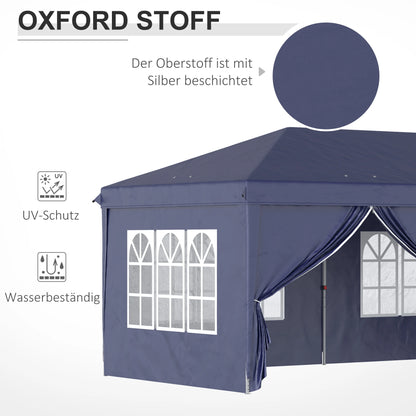 Tuinpaviljoen – Terraspaviljoen – Partytent – Opvouwbaar Paviljoen – Marktkraam – Stalen Frame – Waterbestendig Doek - Blauw