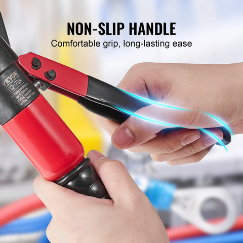 Vevor - Crimping Tool - Hydraulic Crimper - Battery Lug with Copper and Aluminum Connections - Electrical Crimping Tool - with Cutting Pliers, Gloves - Red