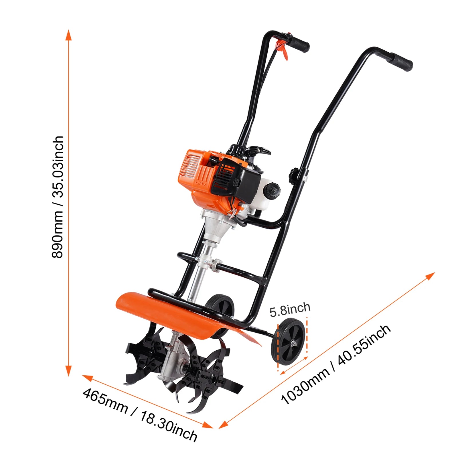 Benzine Tuinfrees - Grondfrees - Frees - Cultivator - Tuingereedschap - 31cc Motor – 4 Verstelbare Stalen Tanden - Bodemfrees - Tuinploeg - Grondfreesmachine - Geschikt voor Tuin, Gazon & Bodembewerking - QUORE