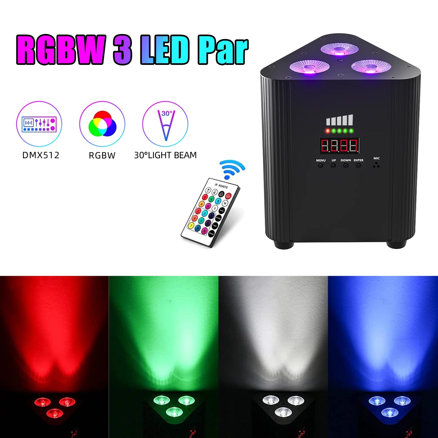 Par Lamp – LED Spot – Stage Light – DJ Verlichting – RGBW Licht – Oplaadbaar Batterij – Draadloos – 12W Vermogen – DMX Controle