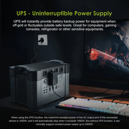 ALLPOWERS S2000 PRO Powerstation 2400W（Peak 4000W）Solar Generator&Power Supply with UPS, Fast Charging（AC input up to 1500W)