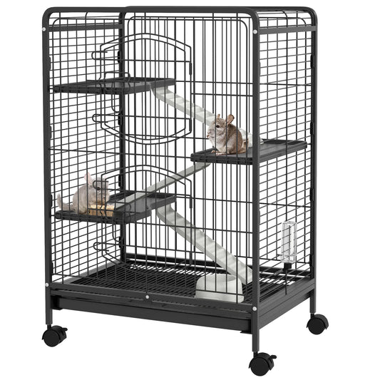 Knaagdierrkooi – Knaagdierkooi – Konijnenkooi – Cavia Kooi – Dierenkooi – Metalen Kooi – 3 Etages Met Wieltjes – Uitneembare Bodemplaat
