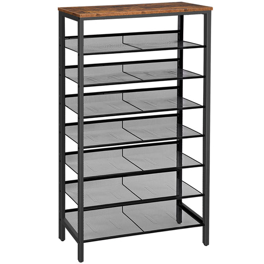 Schoenenkast – Schoenenrek – Schoenenopberger – Schoenenhouder – 8-Laags – Metalen Frame – Kantelbare Planken