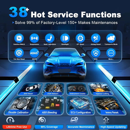 Bluetooth Auto Diagnosetool – OBD2 Scanner – Voertuigdiagnose – ECU Programmering – Bi-Directionele Tests – 8 Inch Touchscreen – 5000mAh Accu
