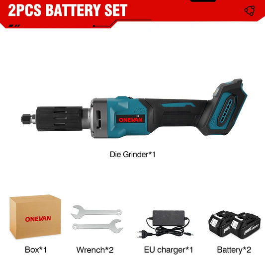 Elektrische Rechte Slijper - Graveer of Polijstmachine - Straight grinder - 2 Accu's - Accu lader - 4 standen - 2000W - 18V