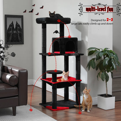 Krabpaal - Kattenboom - Katten Klimmuur - Sisal Krabpalen - Arbre a Chat - Hangmat - Kattenhuisje - 45x55x143cm - Beige
