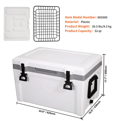 SucceBuy 25/33/45/52QT Hard Cooler Insulated Portable Large Capacity Ice Chest Cooling Box for Family Outdoor Camping Activities
