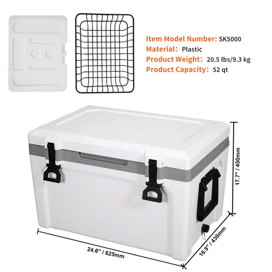 SucceBuy 25/33/45/52QT Hard Cooler Insulated Portable Large Capacity Ice Chest Cooling Box for Family Outdoor Camping Activities