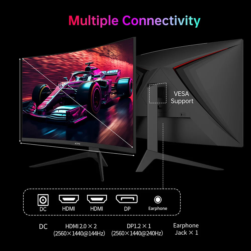 Gaming Monitor – Gaming Scherm – Gamemonitor – Curved Monitor – QHD Resolutie – 27 Inch – 240Hz Verversingssnelheid – 1ms Reactietijd