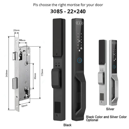 For Euro Mortise of 85/92 3D Face Recognition Smart Door Lock Tuya App Control IP68 Waterpoof Wifi Eletric Digital Smart Lock - QUORE