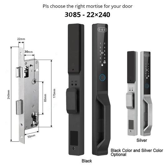 For Euro Mortise of 85/92 3D Face Recognition Smart Door Lock Tuya App Control IP68 Waterpoof Wifi Eletric Digital Smart Lock - QUORE