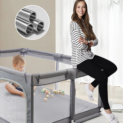 Baby Box – Kinderbox – Grote Speelbox – Kruipbox – Veilige Speelruimte Voor Baby's en Peuters – Robuuste Box Voor Binnen – 120x180x66 cm – Ideaal Voor Spelen en Ontdekken – Grijs
