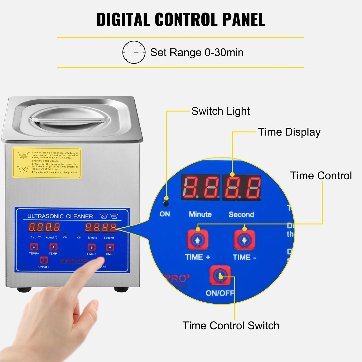 Ultrasoon Reiniger - Reinigingsapparaat voor Sieraden en Brillen - 3L - Ultrasone - Ultrasonic Cleaner - Professionele Draagbare Wasmachine - voor Sieraden, Gereedschap en Huishoudelijk Gebruik