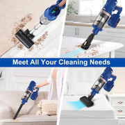 Cordless Stick Vacuum Cleaner - Stick Vacuum Cleaner - Vacuum Cleaner - Cordless Stick Vacuum Cleaner - Powerful Suction - 300W - 30kPa - 4000mAh - Blue