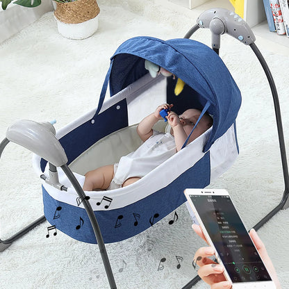 Babybed - Babywieg - Schommelbed baby - Co sleeper - Tot 18kg - 3 Snelheden - Blauw
