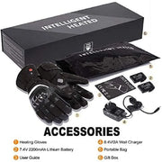 Savior Heat - Heated gloves - Electric heated gloves - Including rechargeable battery - Heated gloves - 7.4V - Waterproof - Windproof - Cotton, leather, PU - Unisex - Size L - Black