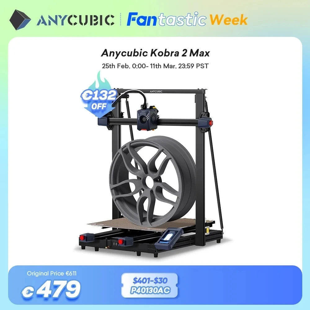 Photon - Anycubic Kobra 2 Max - 3D Printer - 3d Printer Kit - 220V - With 25-point LeviQ 2.0 automatic leveling - Black 