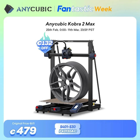 Photon - Anycubic Kobra 2 Max - 3D Printer - 3d Printer Bouwpakket - 220V - Met 25-punts LeviQ 2.0 automatische nivellering - Zwart