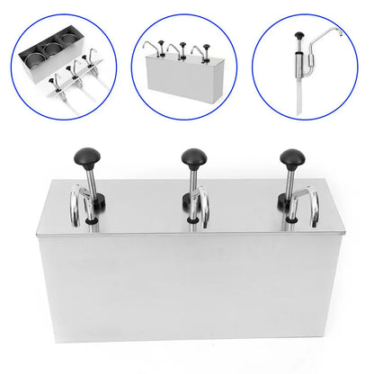3-Kops Sauspomp – Sausdispenser – Saucenpomp – Sauzenverdeler – Vloeibare Saus Dosering – 4 Liter Per Kop – Roestvrij Staal