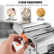 Fresh Pasta Maker Machine - Electric - 430 Stainless Steel - Noodle Rollers Cutter Slicer for Cutting - Silver