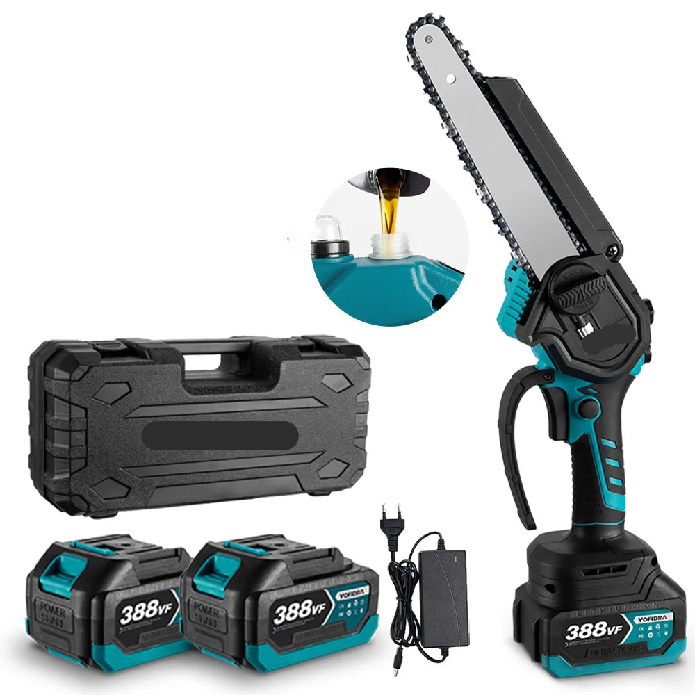 Kettingzaag - Snoeizaag - Takkenzaag - Handzaag - Draadloze - Elektrische - Mini - Brushless Motor – 8 Inch - Tuin- en Snoeizaag – Inclusief 2x 18V Accu - QUORE