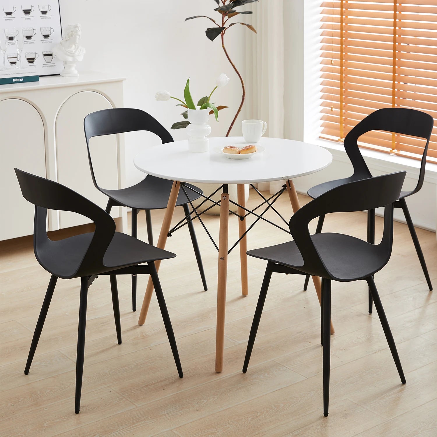 Eetkamerstoelen – Stoelen – Dining Stoelen – Zwarte Stoelen – Set Van 6 – Metalen Pootjes – Hoogwaardig Polypropyleen - QUORE
