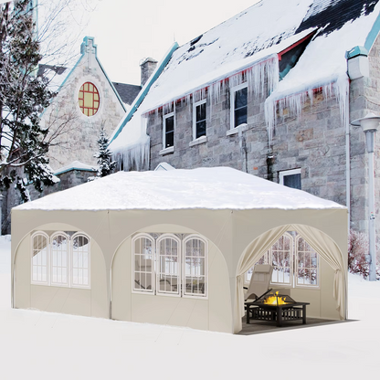 Paviljoen - Tuinpaviljoen - Partytent - Tuintent - Pop-up Kliksysteem - Stabiel - Opvouwbaar - Waterdicht - Winterbestendig - 50+UV-Bescherming - voor Tuin - Buiten - Achtertuin - 210D Oxford-doek - Ijzeren Buis - 3 x 6 m - Beige