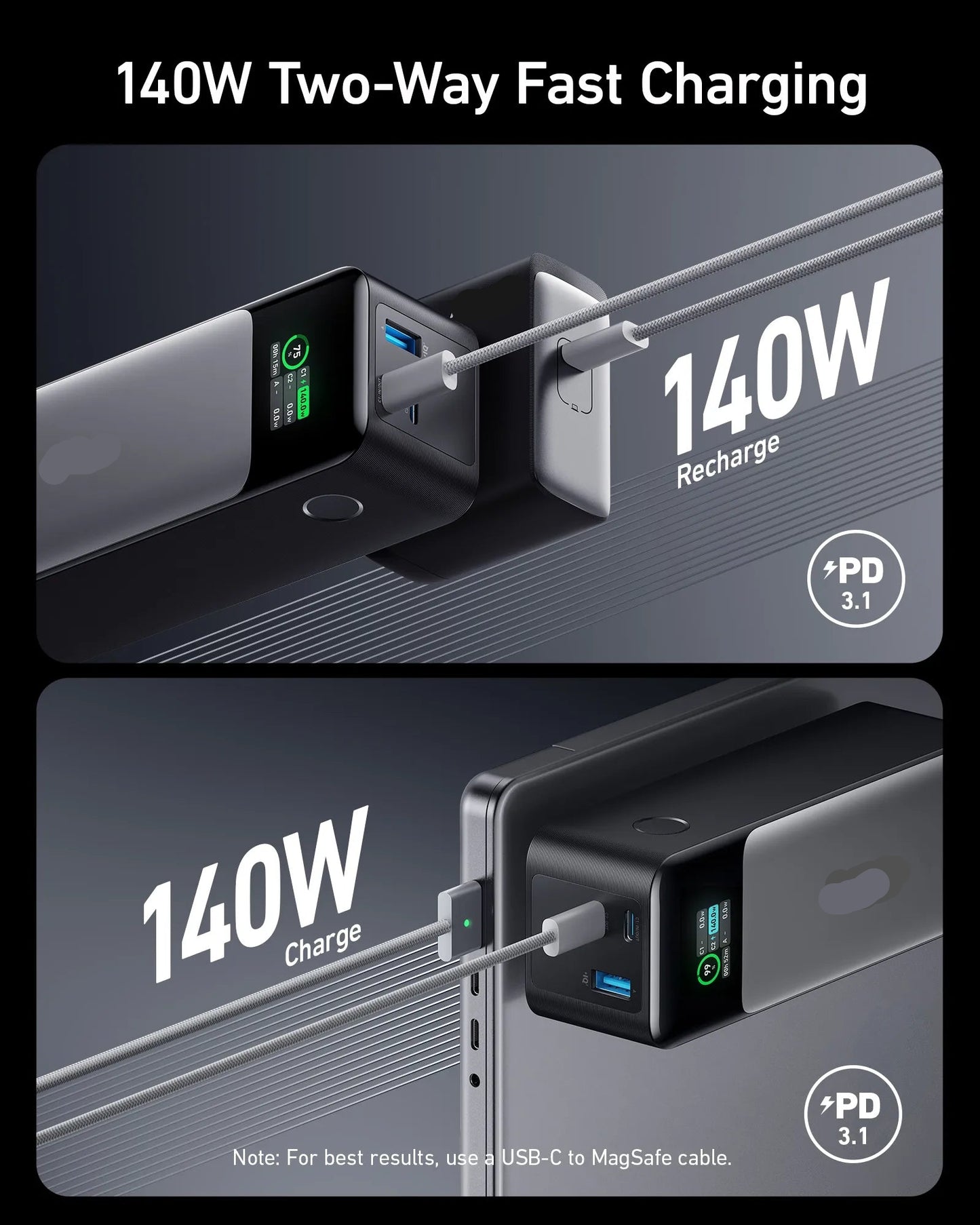 Powerbank – Mobiele Accu – Draagbare Oplader – Externe Batterij – USB Powerbank – Digitaal Display – Lichtgewicht Kunststof Behuizing