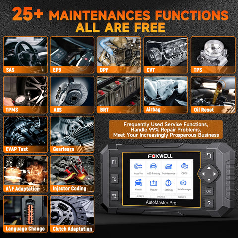 OBD2-Scanner - Diagnosecomputer - Slimme Diagnosetool - Foutverwijdering - Bidirectionele ABS SRS Auto OBD2 Scanner - Diagnostische EPB BRT Reset Tool - 26+ Reset - Zwart