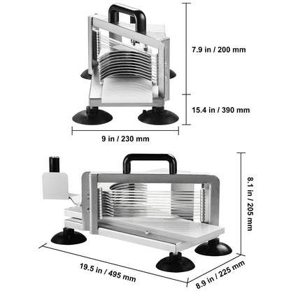 Tomatensnijder - Snijmachine - Handmatige Tomatensnijder - Groentesnijder  - Mandoline - frietsnijder -  0.38inch - Heavy-Duty RVS Snijmachine - Roestvrijstalen Voedselsnijmachine met Antislip Voeten