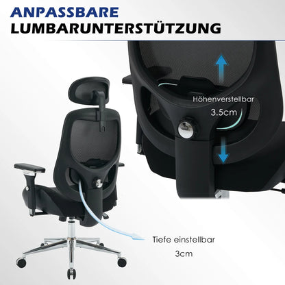 Bureaustoel – Kantoorstoel – Gamestoel – Draaistoel – Office Chair – Ergonomische Lendensteun – Ademend Mesh Materiaal