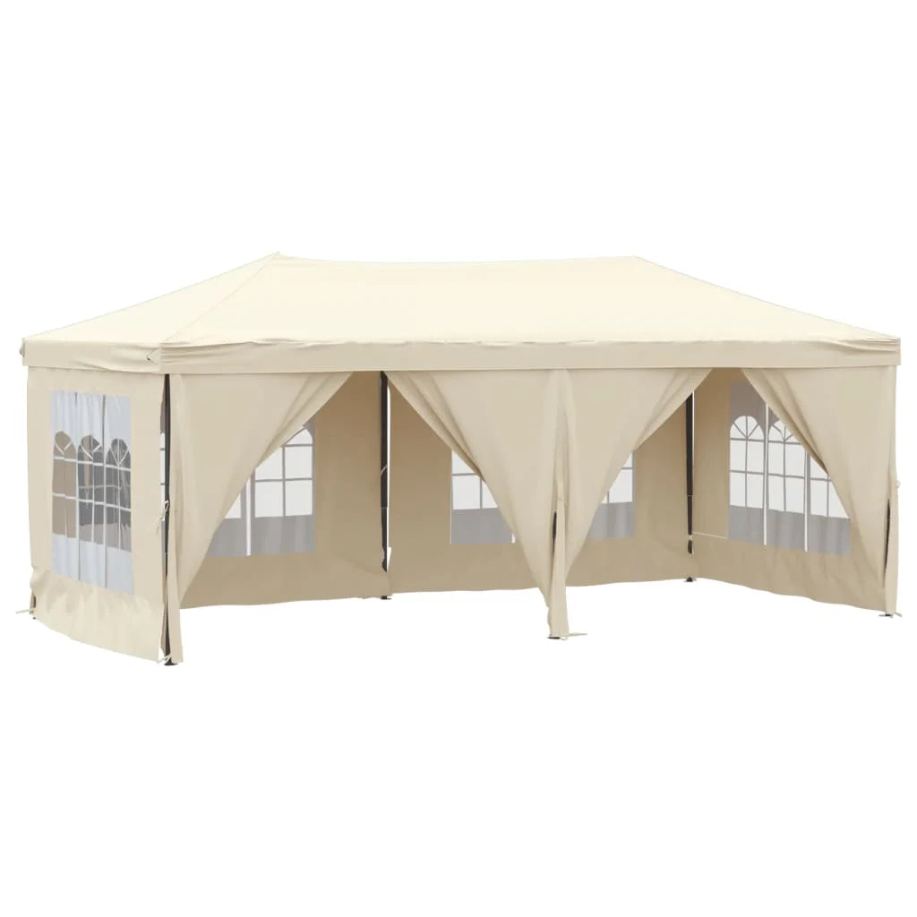 Tuinpaviljoen – Partytent – Draagbare Koepeltent – Opvouwbare Wandtent – Tuinkamer –  UV Bescherming – 210D Oxford Stof – Stalen Frame - 3 x 6 m - Beige