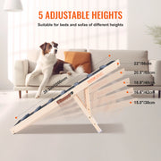 Ladder - Hondentrap - Hondenladder - Antislip - Oprijplaat -Hondenladder - Trap Hond - 41inch - Hoge Verstelbare Houten Oprijplaat Afneembaar - voor Kleine Oude Hond
