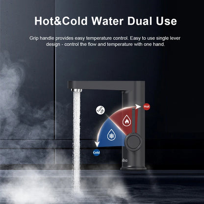 Warm Waterdispenser - Instant Waterkoker Heet Water - Warmwaterdispenser met Digitale Temperatuurweergave - 220V - Mat zwart - QUORE