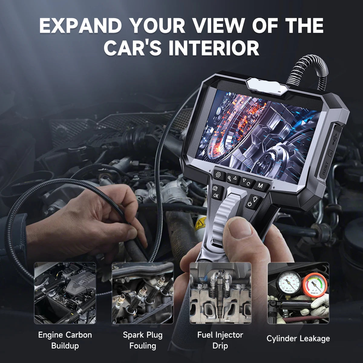 Endoscoopcamera – Endoscoop – Inspectiecamera – Borescoop – Flexibele Lens – 2MP HD Camera – IP67 Waterdicht - QUORE